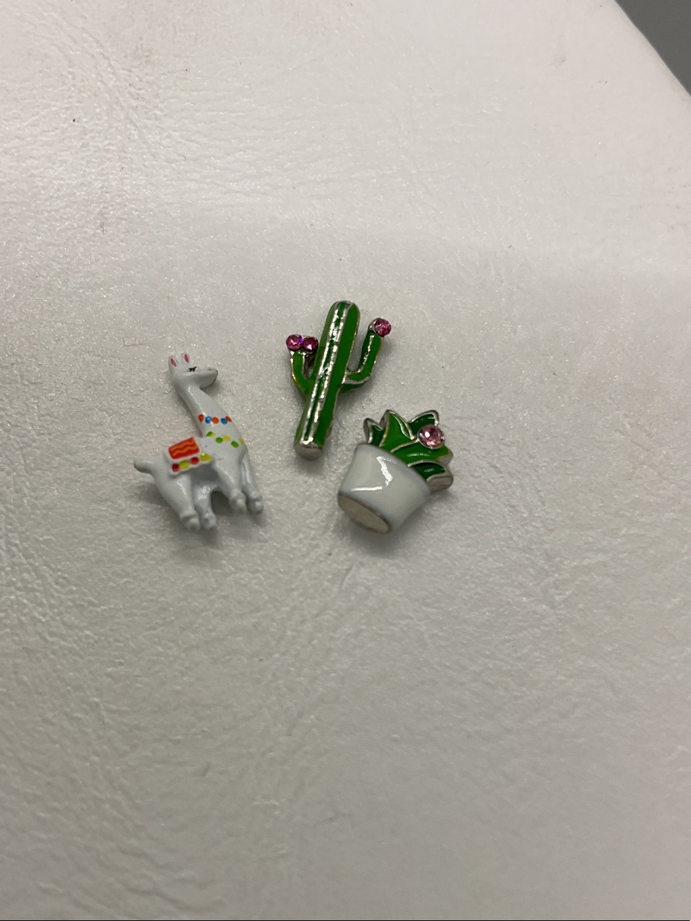 Origami Owl Green Cactus, Succulent & White Llama Charms